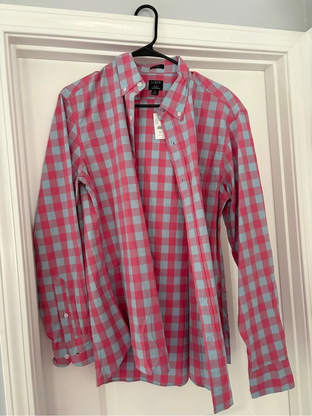 J. Crew Slim Fit Pink & Light Blue Check Button-Down Shirt - Medium - NWT